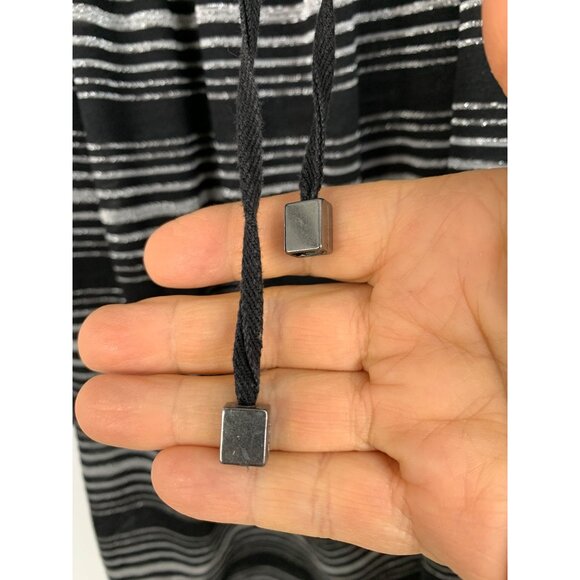 Hooded Black & Silver Swim Cover-Up Drawstring Waist Metallic Size M RAA10424 - Picture 10 of 10